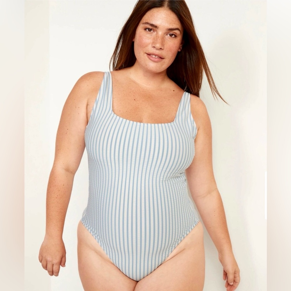 Striped Blue and White Women's Swimsuit